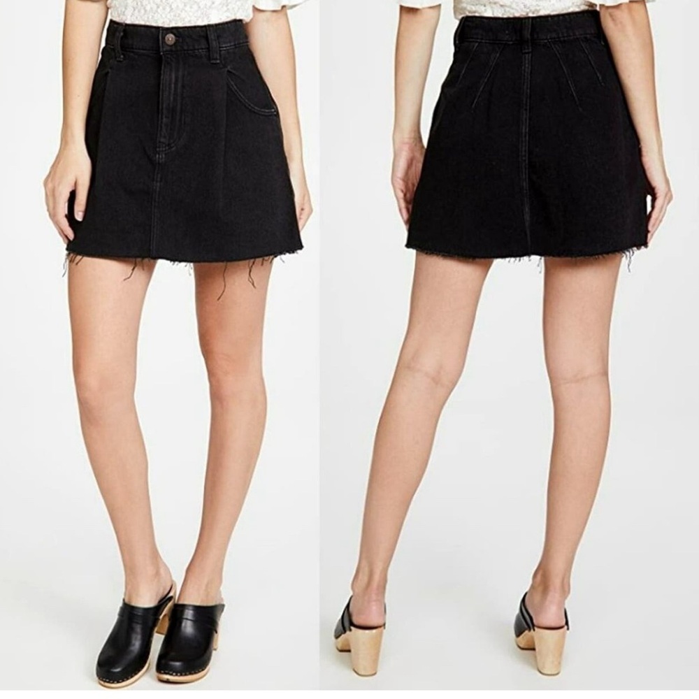 🆕Free People Cosmic Night Black Denim Mini Skirt $78